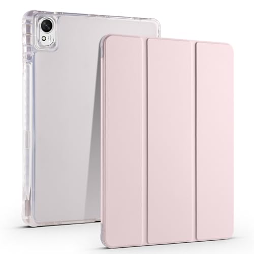 for Huawei Matepad 11.5S 11.5"/Air 11.5" (2023) Full Protective Transparent Back Stand Case[Pen Holder], Shockproof Stand Case Cover with Auto Wake/Sleep,Pink