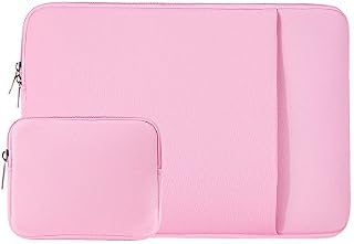RAINYEAR 14 Inch Laptop Sleeve Case Protective Soft Padded Zipper Cover Carrying Computer Bag with Front Pocket & Accessories Pouch,Compatible with 14" Notebook Chromebook Tablet Ultrabook(Pink)