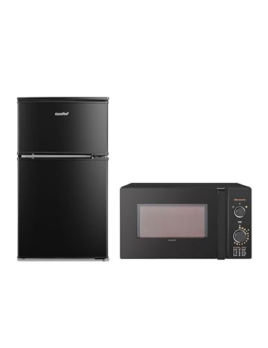 【家電セット 2点】 コンフィー(COMFEE') 冷蔵庫90L黒+電子レンジ17L(ターンテーブル)