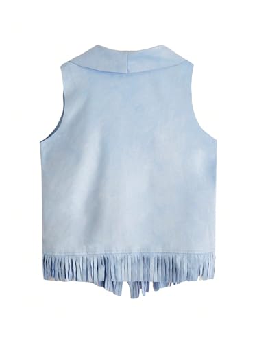 Image of Verdusa Girl's Faux Suede Tassel Vest 70s Hippie Cardigan Cowgirl Fringe Jacket