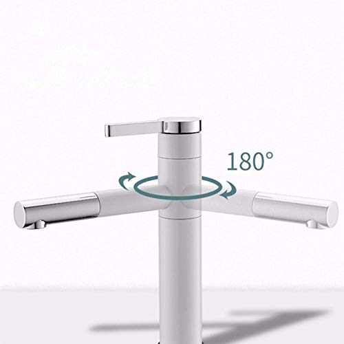Robinet d'évier de salle de bain blanc avec mitigeur d'évier pivotant