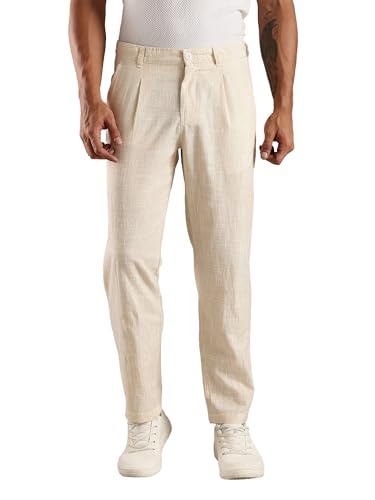 Image of Thomas Scott Men's | Stripes Printed | Premium Linen Blend | Slim Fit | Casual | Chinos | Trouser for Mens