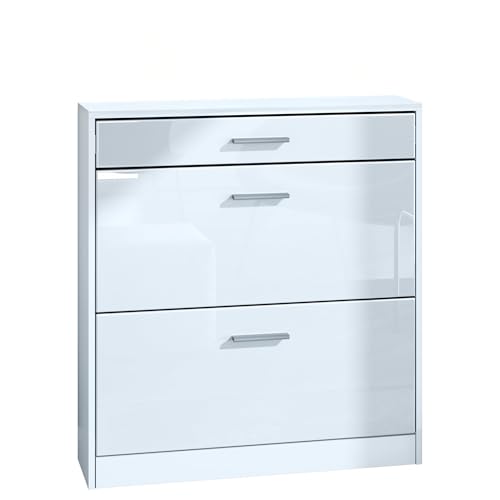 InnoFurn Schuhschrank Roma Schmal mit 2 Klappen und 1 Schublade,...