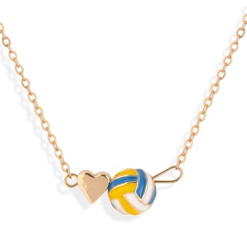 Mikovivi Collar de Voleibol para Mujer, con Corazón Dorado y Voleibol Joyas Elegantes Accesorios Deportivos para Mujer
