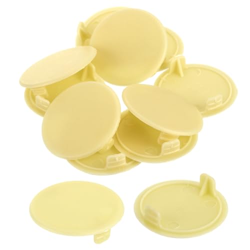 Image of uxcell 10Pcs Hinge Hole Covers, 35mm(1-3 /8 inch) Dia Plastic Concealed Hole Cover Round Flush Type Caps for Furniture Cabinet Cupboard, Beige
