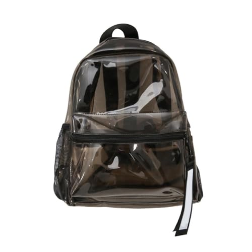Clear Backpack with Adjustable Straps PVC Jelly See Through Zippered Shoulder Book Bag for Travel Beach and Casual