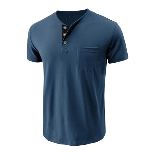Henley Long Sleeve Shirt for Men Lightweight Casual 3 Button Tees Tops Cotton Classic Work Blend T-Shirts with Pocket3