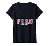 Photo Gallery donna perù est. 1821 peruviano pattern roots pride vintage perù maglietta con collo a v Photo Gallery donna perù est. 1821 peruviano pattern roots pride vintage perù maglietta con collo a v