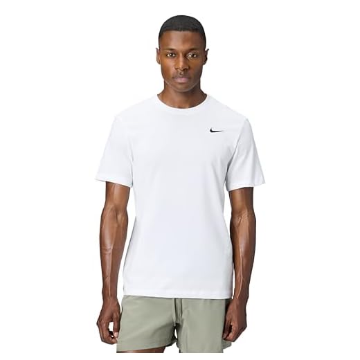 Nike Men's Dry Tee Drifit Cotton Crew Solid, White/Black, Large