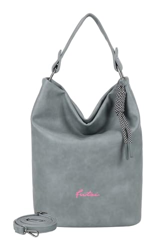 Sac à épaule Lou Hobo élégant coloris bleu gris aux finitions soignées