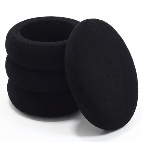 Zibeths Boucle Ottoman with Storage Black, Small Round Footrest Stool