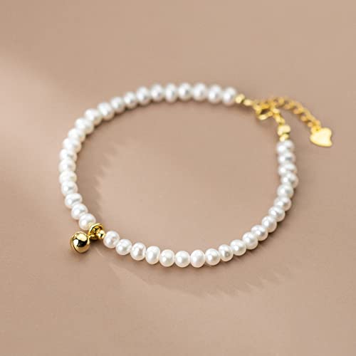 Bijoux en argent sterling à la mode pour femme bracelet S925 réglable avec cloches perles