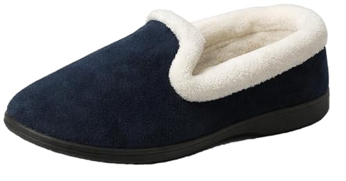County Classics Women's Full Slippers, Fleece Lined, Rubber Soles, Cosy Comfort (Navy, 5, UK Footwear Size System, Adult, Women, Numeric, Medium, 5)