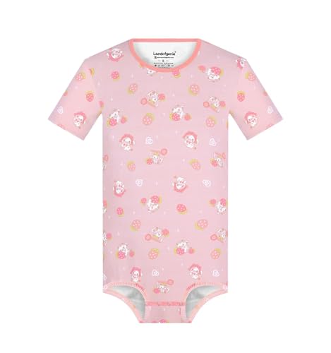 Mens Short Sleeve Bodysuit One Piece Pajamas Onesie Romper Jumpsuit Snap Button Underwear Pink Cartoon Print