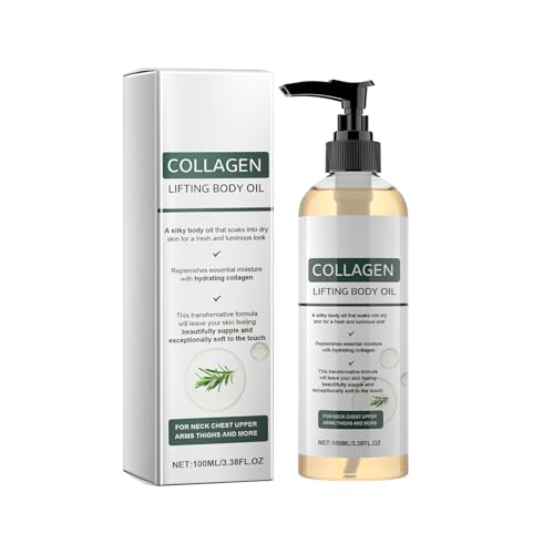 QPJUVC Collagen Lifting & Firming Body Oil - Hydrating Moisturiser for Neck, Chest, Arms, Legs & Stomach, Tightens Skin, Reduces Appearance of Wrinkles & Stretch Marks, 100ml (1)