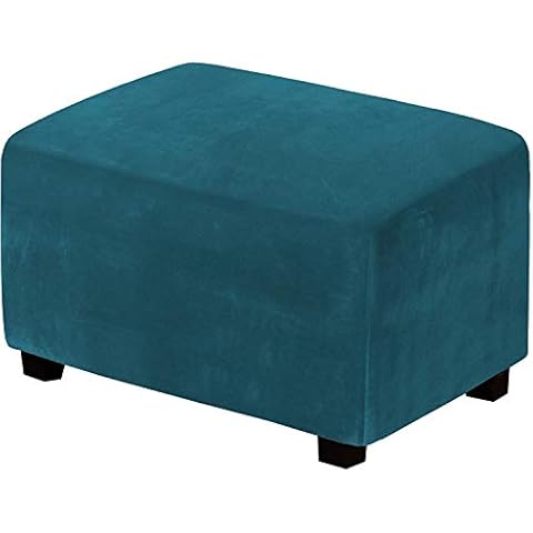 GYHH Velvet Plush Form Fit Stretch Rectangle Folding Storage Covers Ottoman Slipcovers Removable Footstool Protect Footrest Covers Elastic Bottom (Deep Teal,Large) Cover