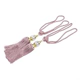 2 fermatenda in corda con perline e nappa, per un elegante trattamento delle finestre in camera da letto, studio, soggiorno (viola)