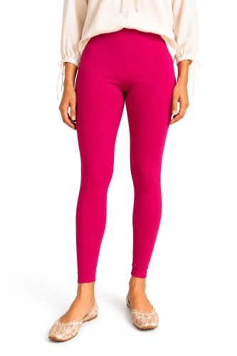 Image of Women's Cotton Lycra Ankle Length Leggings | Regular Rise, Soft 4 Way Stretch Fabric | Casual & Ethnic Wear