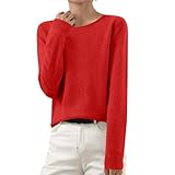 Pulls Femme Col Rond Sweater Fleece Couleur Unie Pull En Laine De Merinos Femme Sweatshirts Décontracté À Manches Longues Sans Couture Chic Et Elegant Pullover Tricot Femmes Tendances Top Léger