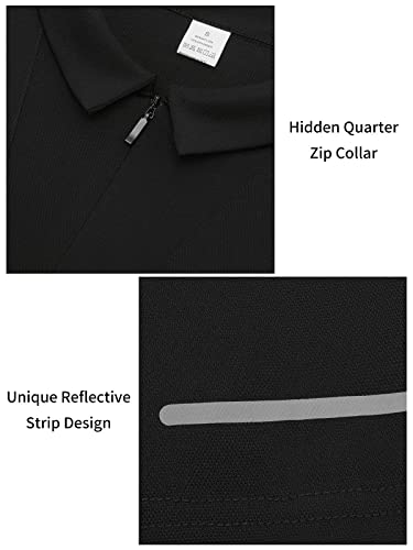 Marami Zipper Polo Shirts For Men - Lightweight Soft Golf Athletic Polo Shirts Short Sleeve Dry Fit Wicking Casual Quarter Zip Pullover Black Size L #TOP4
