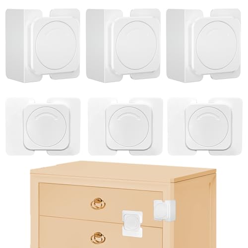 Cerradura infantil para armarios y cajones, 6 unidades, seguridad para niños para armarios y cajones, color blanco, seguro para niños, cerradura de seguridad para el frigorífico para muebles, cocina,