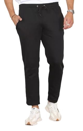 H&F Men Open Hem Tracksuit Bottoms Joggers Fleece Pants Slim Fit Sweatpants Draw String Gym Sports Trouser Jogging Bottoms Zip Pockets Plus Size Yoga Set S M L XL 2XL 3XL 4XL 5XL (XL, Black) - Image 2