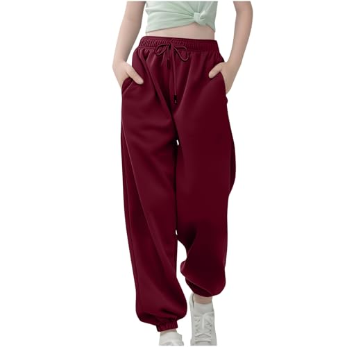 Baggy Sweatpants Teen Girls Boys Elastic Waist Cinch Bottom Jogger with Pocket Kids Workout Casual Cute Y2K Trousers