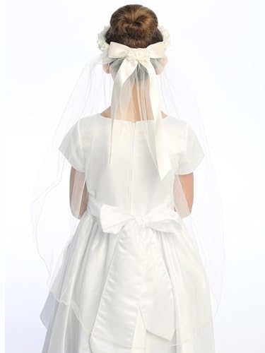 Made in USA Holy Catholic Ivory First Communion Veils for Girls 7-16 Crown - 1st Velos Niñas Primera Comunion3