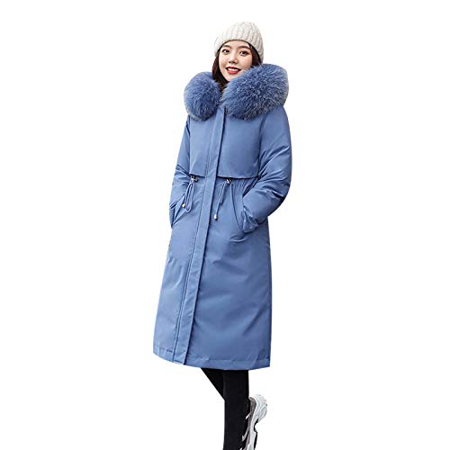 ANUFER Femmes Extra Long Épaissie Blousons Parka Doublure Amovible Toute la Saison Trench-Coat Bleu SN071105 L Cover