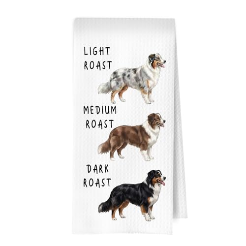ERYBHKRTYH Australian Shepherd Kitchen Towels - Australian Shepherd Gift Decorative Waffle Dish Towels, Funny Dog Lovers Mom Gifts Hand Towel, Tea Towel, Cowboy Aussie Dog Lovers Gifts, 16×24 Inch