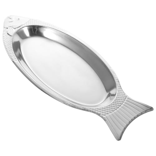 POPETPOP Plato de Pescado de Acero Inoxidable para Vapor con Diseño Magnético Resistente Altas Temperaturas para Cocina y Restaurante Longitud Bandeja con Forma de Pez Elegante y Duradera