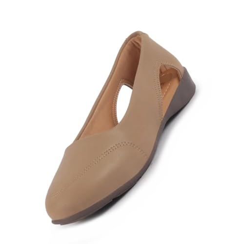 Image of FAUSTO Women Stylish Backless Casual Ballets | Low Heel Cut-Out Slip-On Ballerinas | Comfortable Walking Flats Sandals | Memory Cusion Insole