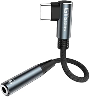 USB C to 3.5mm Jack Headphone Audio Adapter, Right Angle Type C to 3.5 Aux Earphone Adaptor Cable Cord, Hi-Fi DAC Chip, For Samsung Galaxy A53 A33 S22 S21 S20 Ultra Note 20, Huawei, Pixel 7 6, Pad Pro