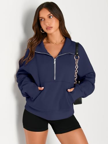 Image of AUTOMET Womens Sweatshirts Half Zip Cropped Pullover Fleece Quarter Zipper Hoodies 2026 Fall Fashion Outfits Clothes