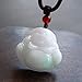 Collectible Master Handmade Natural Jade Smiling Buddha Maitreya Pendant Necklace