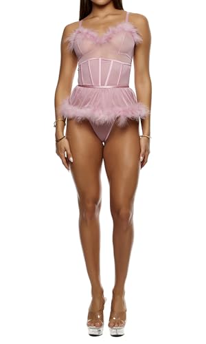 Lingerie Set Forplay en Marabou et Maille Transparente Ajustable
