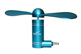 YAFAN Phone Fan, Portable Aluminum Alloy Shell Cell Phone Fan Plugs Mini Cooler Rotating Fan Compatible with iPhone (Light Blue)