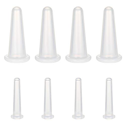 8PCS Facial Cupping Set for Face Neck Eye Cupping Massage Kit Silicone Facial Suction Cup Face Lift Beauty Tool (4 Small&4 Large, White）