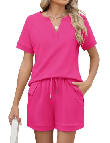 Image of LOMON Womens Two Piece Sets Summer Lounge Sets Sweatsuit Shorts Set Casual Matching Sets