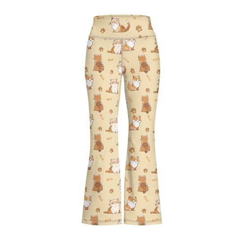 Image of Girls Leggings Floral Print High-Waisted Flared Pants 5-14 Years