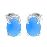 Good Gemstones Sky Blue Chalcedony 925 Silver Stud Earring - fine jewellery gift for beautiful - Image 2
