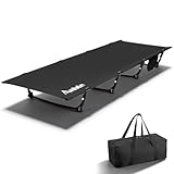 Anbte Ultralight Folding Camping Cot, 275lbs Capacity Portable Camping Cot Comfortable Folding Bed with Storage Bag & Side Pocket, Lightweight, for Outdoor Travel Tent Indoor Emergency Bed, Black