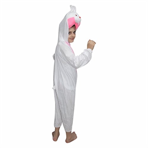 Image of Kaku Fancy Dresses Fleece Rabbit Pet Animal Costume For Kids - White & Pink, 5-6 Years | Animal Fancy Dress For Boys & Girls