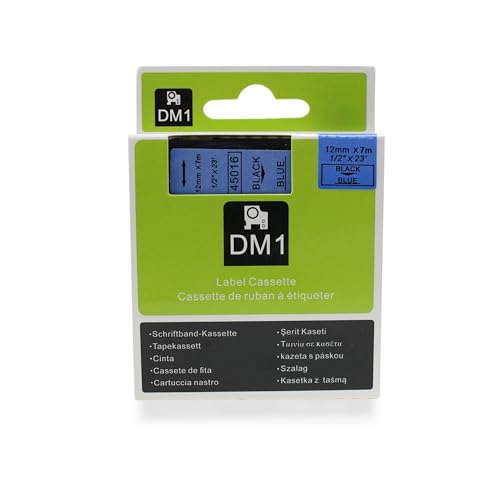 Fita Refil Compatível D1 45016 Azul 12mm para Rotulador Dymo LM150 LM160P LM210D LM420P LM500TS Colo