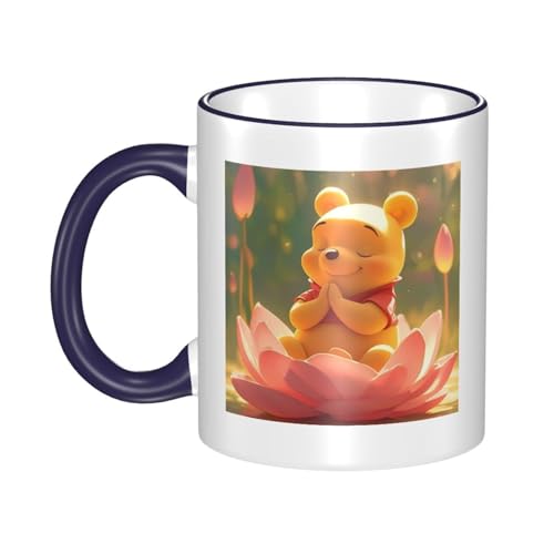 ク マのプーさん マグカップ コーヒーカップ セラミック大容量 大きい かわいい おしゃれ 人気 アニメ キャラクター 330ml 陶器 電子レンジ温め対応 耐熱 耐冷 Navy Blue