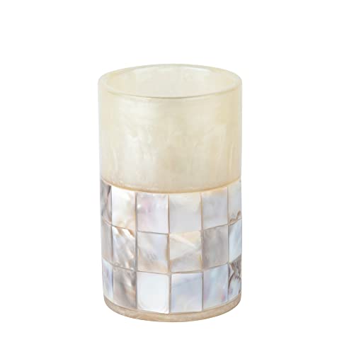 Milano Toothbrush Cup - Electric Toothbrush Holder for Bathroom fits Toothbrushes and Toothpaste - Bathroom Tumbler Cup Finished with Beautiful Mother of Pearl Shells