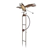 DEMAGNNIE Owl Metal Garden Stake with Rocking and Flapping Wings in Strong Winds
