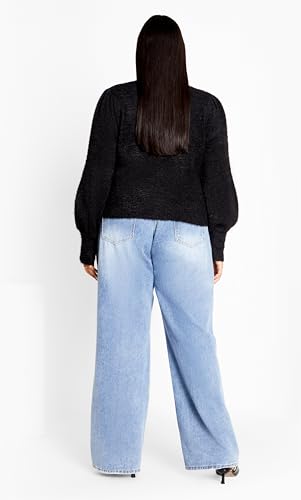 City Chic Women's Plus Size Cardi Fluffy Button3