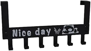 Over Door Hanger, 6 Over Door Hooks, Over Door Coat Hooks, Door Hangers for Bedrooms, Clothes, Towels, Purses, Bags, Jackets, Made of Carbon Steel (Black)