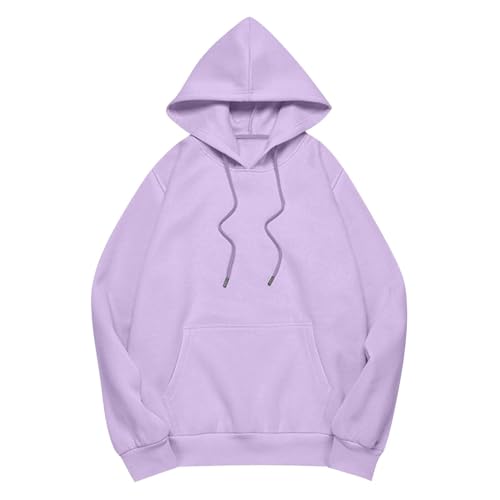 HUIFUAO Damestrui met capuchon, oversized sweatshirt voor dames, grote maten, zwarte tops met lange mouwen en zak, Paars, S - Afbeelding 4